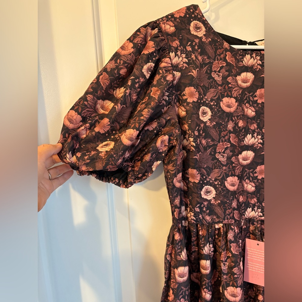 Ivy City Co Black and Pink Floral Dress - Picture 4 of 8
